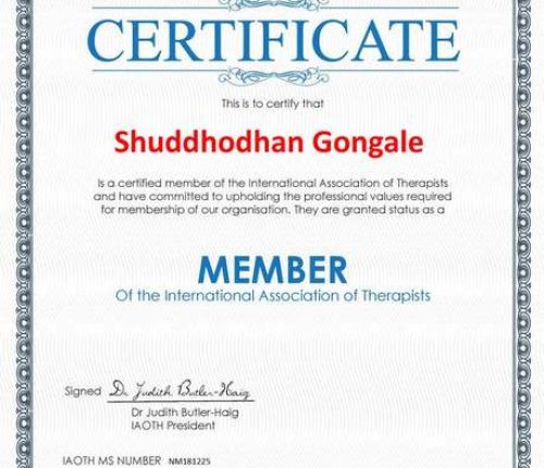 IAOTH accreditation certificate for Coach SG